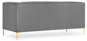 Világosszürke bársony kétüléses kanapé MICADONI ANNITE 160 cm, arany alappal