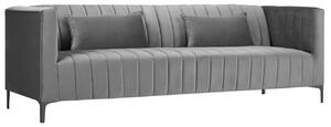 Világosszürke bársony háromszemélyes kanapé MICADONI ANNITE 220 cm fekete talppal