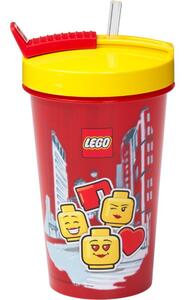 LEGO Coppenhagen 500ml Műanyag gyerek pohár szívószállal - Iconic lány mintás