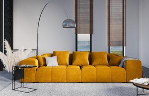 Sárga bársony moduláris háromüléses kanapé MICADONI MARGO 340 cm