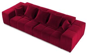 Piros bársony moduláris háromüléses kanapé MICADONI MARGO 340 cm