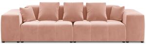 Rózsaszín bársony moduláris háromüléses kanapé MICADONI MARGO 340 cm