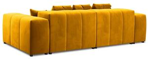 Sárga bársony moduláris háromüléses kanapé MICADONI MARGO 340 cm