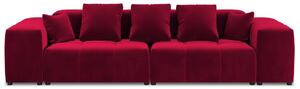 Piros bársony moduláris háromüléses kanapé MICADONI MARGO 340 cm