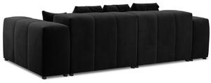 Fekete bársony moduláris háromüléses kanapé MICADONI MARGO 340 cm