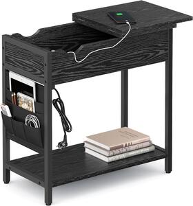 Oldal asztal - elektromos hálózati és USB csatlakozással - fekete