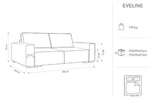 Világoskék kordbársony háromszemélyes kanapéágy MICADONI EVELINE 254 cm