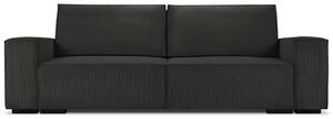 Fekete kordbársony háromszemélyes kanapéágy MICADONI EVELINE 254 cm