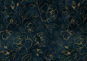 Fotótapéta - Arany virágok és levelek (152,5x104 cm)