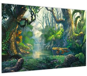 Kép - Egy trópusi erdő illusztrációja (90x60 cm)