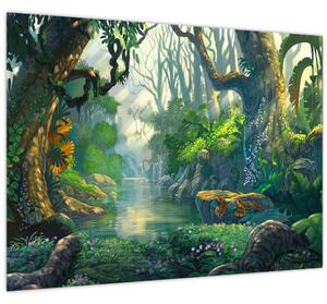 Kép - Egy trópusi erdő illusztrációja (70x50 cm)