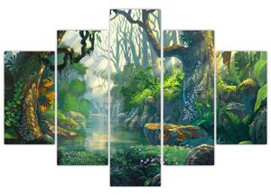 Kép - Egy trópusi erdő illusztrációja (150x105 cm)