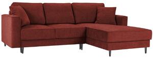 Piros szövet sarok kanapéágy Micadoni Dunas 242 cm fekete talppal, jobb