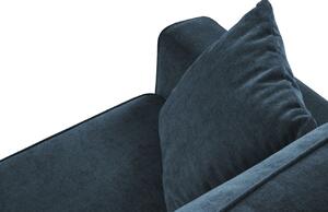 Sötétkék szövet háromszemélyes kanapéágy Micadoni Dunas 233 cm fekete talppal