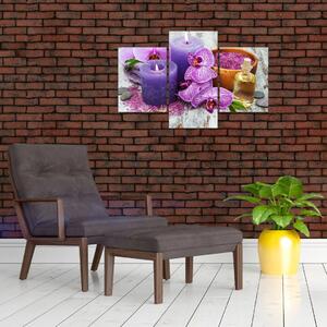 Orchideák és gyertyák képe (90x60 cm)