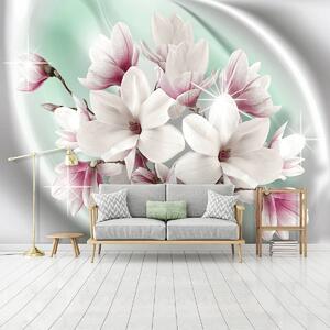 Fotótapéta - Fehér és rózsaszín virágok (152,5x104 cm)