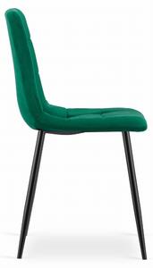 KARA zöld bársony szék fekete lábakkal