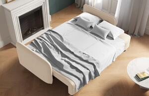 Bézs szövet háromszemélyes kanapéágy MICADONI SCALETA 219 cm fekete talppal