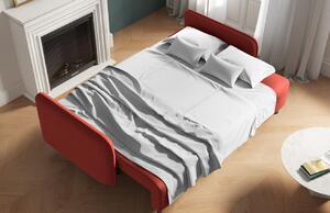 Piros szövet háromszemélyes kanapéágy MICADONI SCALETA 219 cm fekete talppal