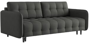 Szürke szövet háromszemélyes kanapéágy MICADONI SCALETA 219 cm fekete talppal