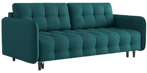 Kék szövet háromszemélyes kanapéágy MICADONI SCALETA 219 cm fekete talppal