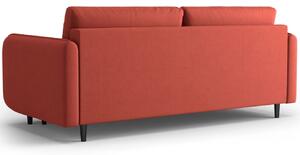 Piros szövet háromszemélyes kanapéágy MICADONI SCALETA 219 cm fekete talppal