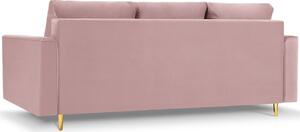 MICADONI LEONA 222 cm levendula rózsaszín bársony háromszemélyes kanapéágy arany alappal