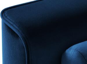 MICADONI LEONA 222 cm-es királykék bársony háromszemélyes kanapéágy fekete alappal
