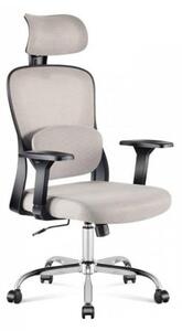 Ergonomikus Irodai Forgószék Kartámaszokkal, Deréktámasszal, Hálós Anyaggal, Szürke