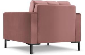 MICADONI Mamaia rózsaszín bársony fotel fekete talppal