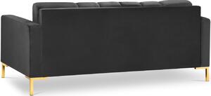 MICADONI Mamaia 177 cm sötétszürke bársony háromszemélyes kanapé arany alappal