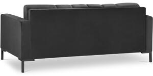 MICADONI Mamaia 152 cm-es sötétszürke bársony kétüléses kanapé fekete alappal