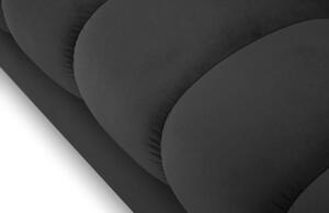 MICADONI Mamaia 152 cm-es sötétszürke bársony kétüléses kanapé fekete alappal