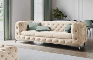 Bézs bársony háromszemélyes kanapé MICADONI Violane 247 cm