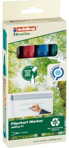 Edding 4-31-4 Flipchart jelölő 31 EcoLine Kerek hegy 1.5 - 3 mm Fekete, Piros, Kék, Zöld 4 db