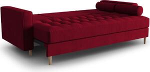 Piros bársony háromszemélyes kanapéágy MICADONI Gobi 225 cm