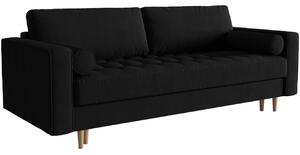 Fekete bársony háromszemélyes kanapéágy MICADONI Gobi 225 cm
