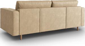 Bézs bőr háromüléses összecsukható kanapé MICADONI Gobi 225 cm