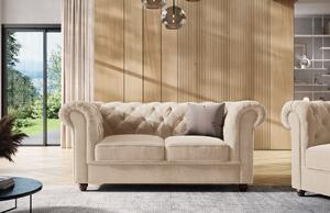 Bézs bársony kétüléses kanapé MICADONI Lapis 170 cm
