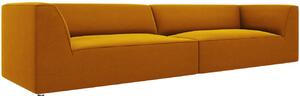 Sárga bársony négyszemélyes kanapé MICADONI Ruby 302 cm