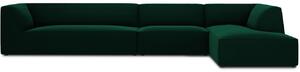 Zöld bársony sarokkanapé MICADONI Ruby 366 cm, jobb