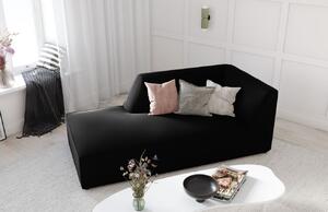 Fekete bársony fotel MICADONI Ruby 181 cm, bal