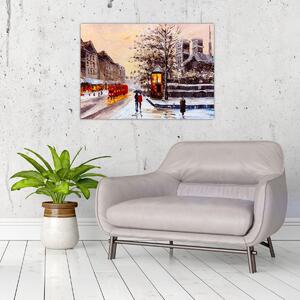 Kép - Egy téli város festménye (70x50 cm)