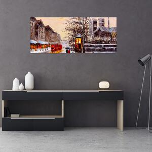Kép - Egy téli város festménye (120x50 cm)
