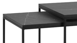Két fekete márvány dohányzóasztal készlet MICADONI VELD 60 x 60/50 x 50 cm