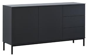 Fekete lakkozott komód MICADONI QUERY 150 X 41 cm