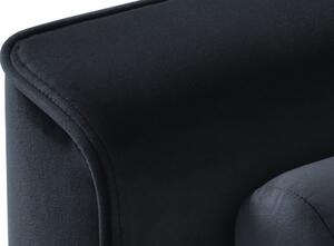 MICADONI Leona sötétkék bársony sarokkanapé 225 cm fekete talppal, bal/jobb