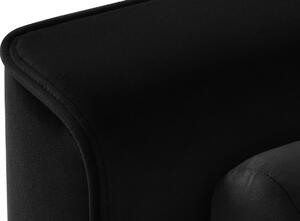 MICADONI Leona 225 cm-es fekete bársony sarokkanapé, fekete talppal, bal/jobb