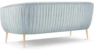 MICADONI Moss 179 cm-es világos bársony kétüléses kanapé arany alappal