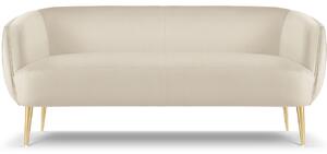MICADONI Moss 179 cm-es bézs bársony kétüléses kanapé arany alappal